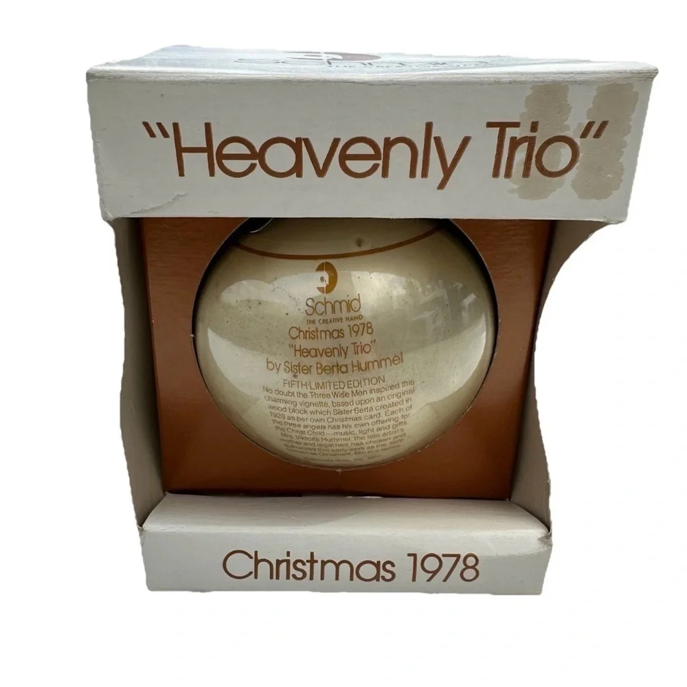 1978 Schmid Christmas Ornament Heavenly Trio Berta Hummel 5th Limited Edition